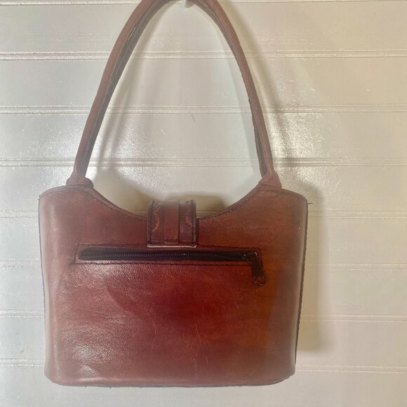 Vintage Hand Tooled, Small Cordovan Mexican Leather Purse, Gorgeous, - Picture 5 of 10